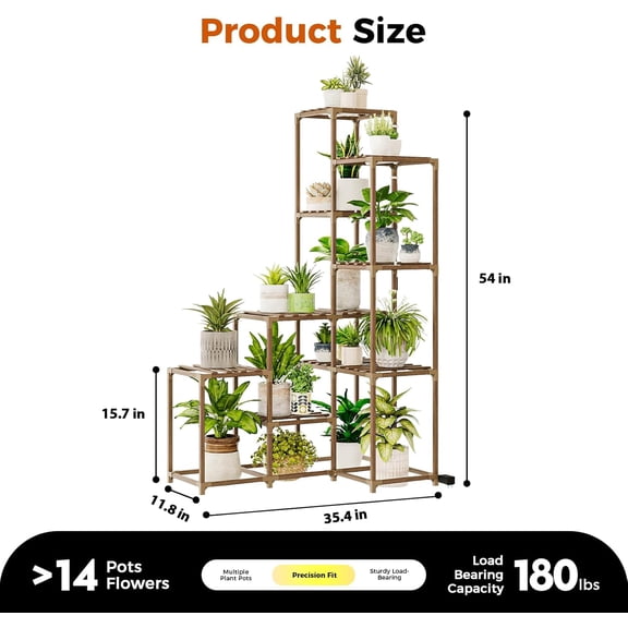 Corner Plant Stand With Grow Lights - Tall Shelf Indoor Outdoor for Multiple Plants - Wood Table 7 Pots Flower Stands for Living Room Rack