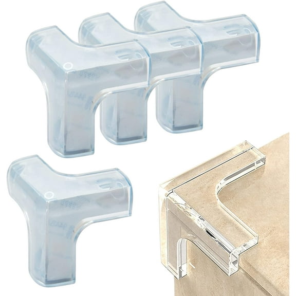 Corner Protector, 4pc Clear Corner Guards, Safety Silicone Corner Protectors, Safety Bumpers to Cover Sharp Furniture & Table Edges, Transparent, Invisible