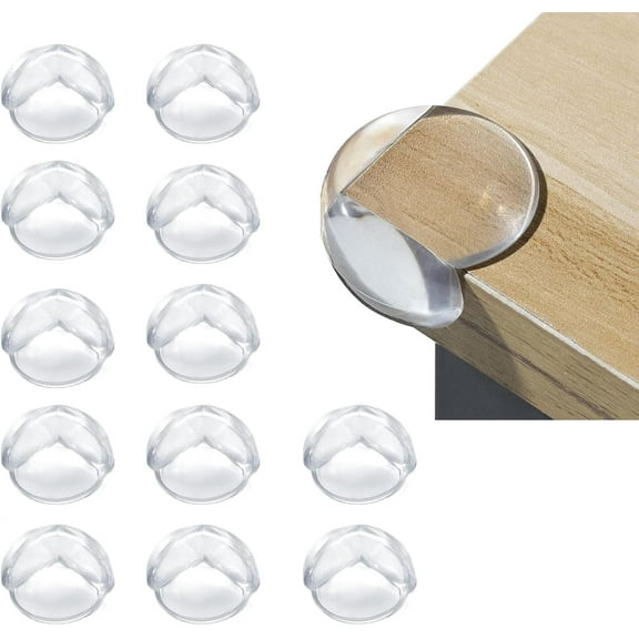 Corner Protector, Baby Proof Furniture Corner Guards, Safety Bumpers & Cushion to Cover Sharp Furniture & Table Edges,Clear and Transparent,Pre-Taped (12 Count Round-Shape(Park of 1))