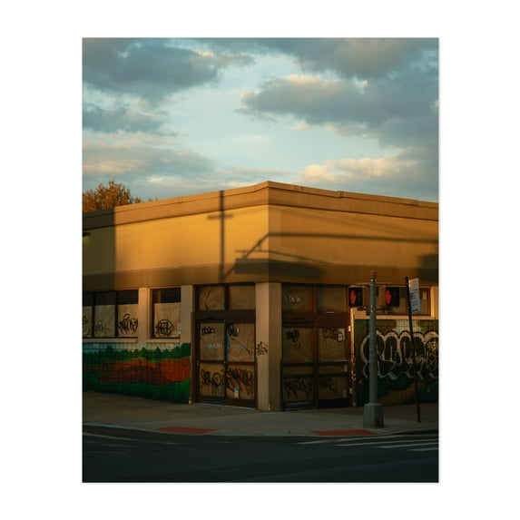 Corner - Queens New York Photography Graffiti Street Photography Architecture City Vintage Sunset Unframed Wall Art Print 24 x 30 inches
