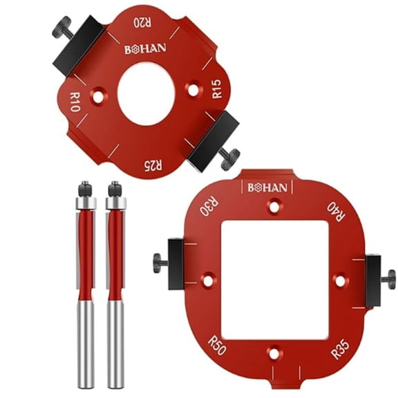 Corner Radius Milling Templates Aluminium Alloy Radius Jig Router Templates R10 R15 R20 R25 Radius Jig Router Stencils,2 x arc molds 2 x edge tools,Photo Color