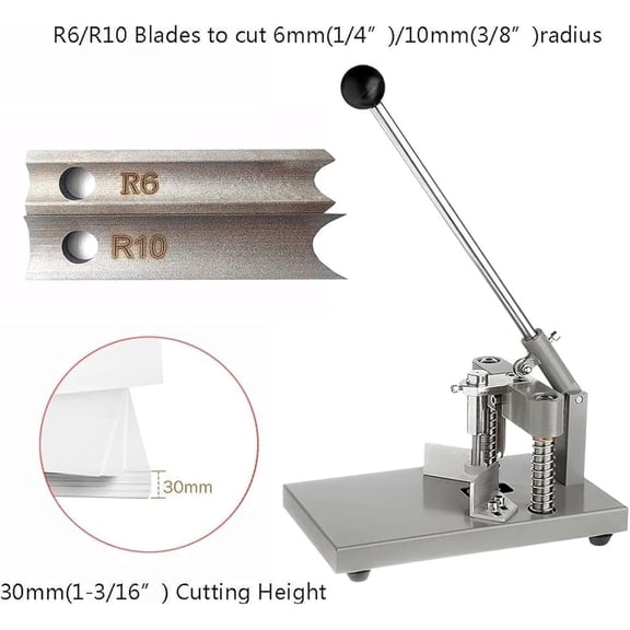 Corner Rounder Cutter Machine, Heavy Duty Paper Corner Cutter with R6 R10 Metal Punches, Max Cutting Thickness 1.2 Inch / 30mm, for Plastic Metal Paper Cardstock