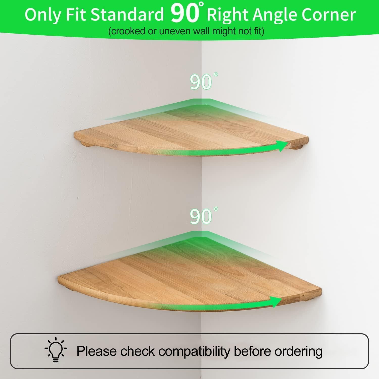 Corner Floating Rack Corner Shelf, 16inch Natural Oak Solid Wood Floating Corner Shelves ...