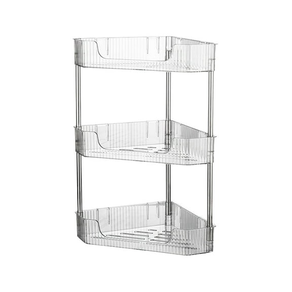 Corner Shelf 3-Tier Kitchen Countertop Corner Shelf Triangular Spice Rack Wall Mounted Hole-Free Organizer for Dishes Seasonings Storage Kitchen Organizer
