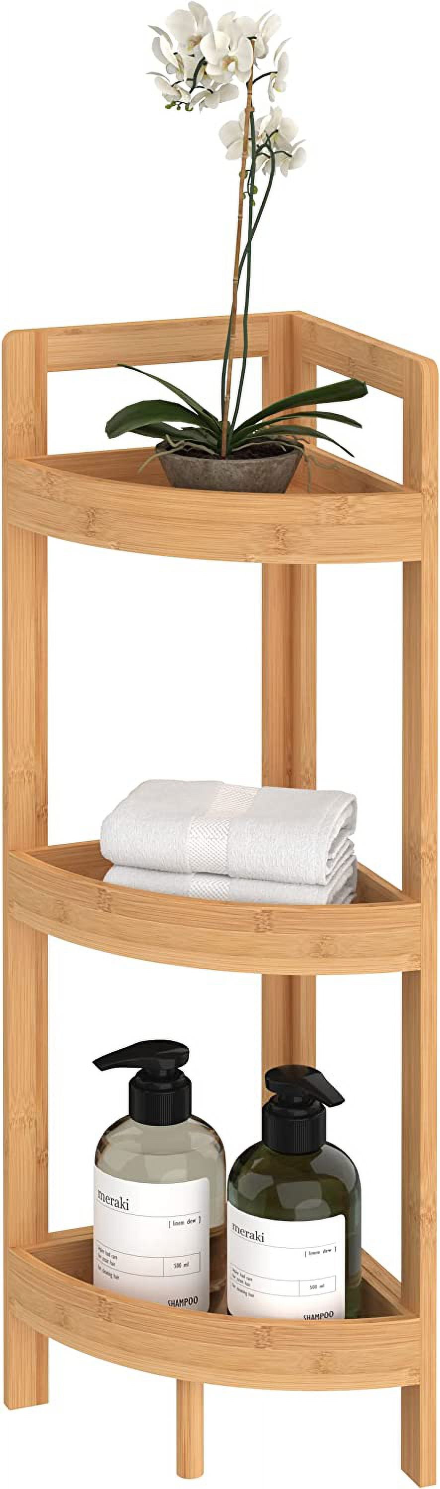 Corner Shelf, 3 Tiers with Display Shelves, Floor Standing Bookshelf