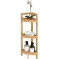 Corner Shelf, 3 Tiers with Display Shelves, Floor Standing Bookshelf