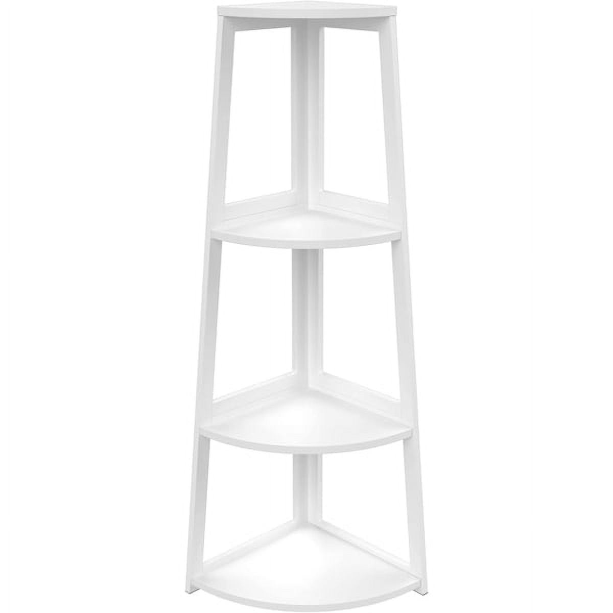 Corner Shelf, 4 Tier Bookshelf, 47 Inch Tall Bookcase, Open Ladder Book