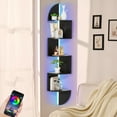 thumbnail image 1 of Corner Shelf 5 Tier Bookshelf with LED Light Corner Shelf Wall Mounted Floating Shelves for Wall Display Stand for Bedroom Living Room Bathroom Home Office Black, 1 of 7