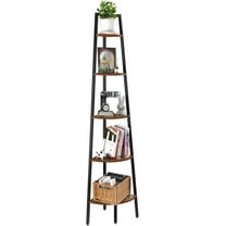 Corner Shelf, 5-Tier Corner Bookshelf with Metal Frame & Wood Ladder Shelves - Display Shelf & Tall Bookcase, Plant Stand for Home Decor - Bedroom, Living Room, Office