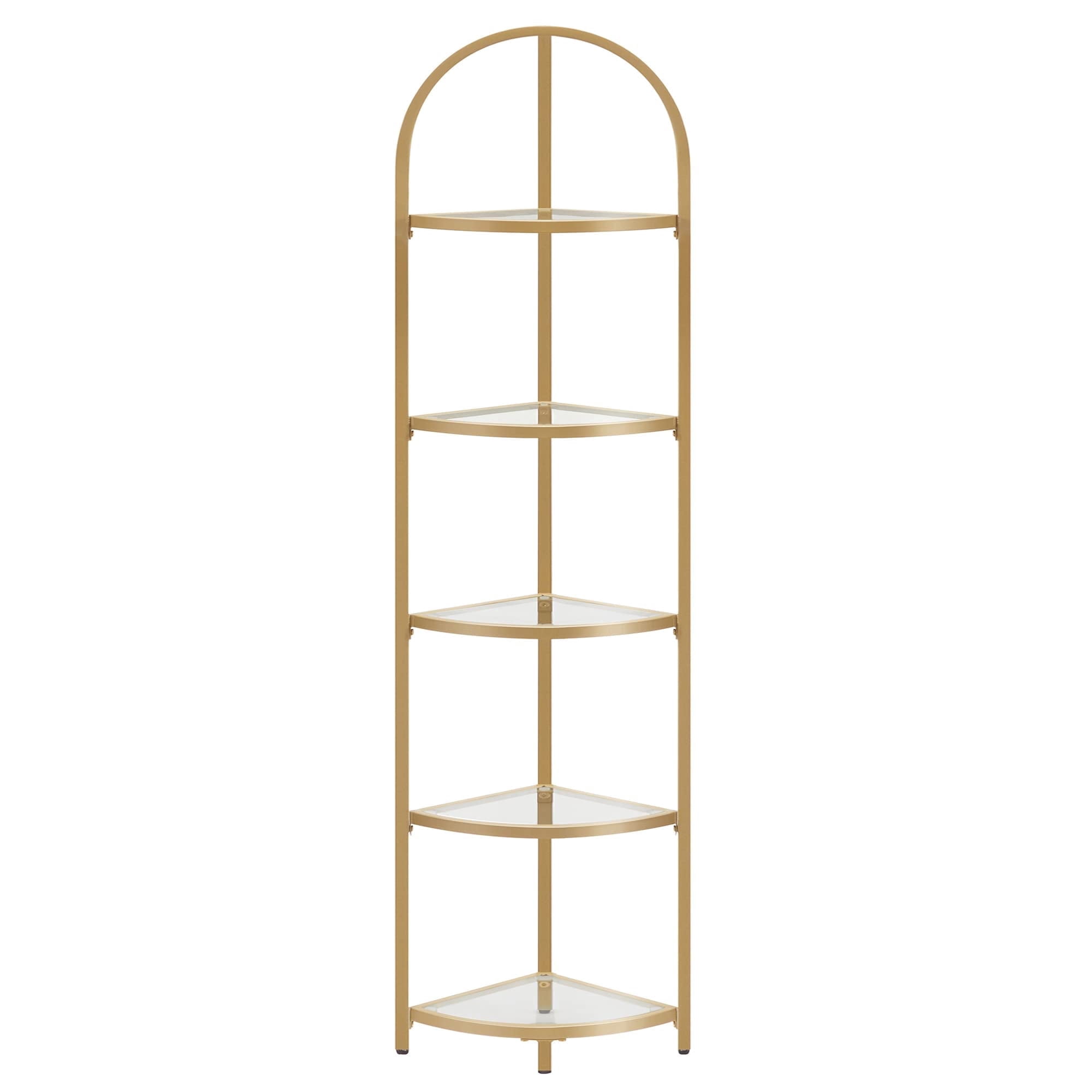 Corner Shelf, 5 Tier Corner Bookshelf,Tempered Glass Shelves