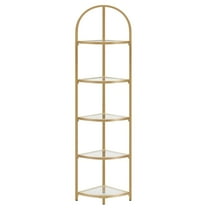Corner Shelf, 5 Tier Corner Bookshelf,Tempered Glass Shelves