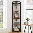 5Tier Industrial Corner Shelf, Metal Frame, Freestanding, Home Office
