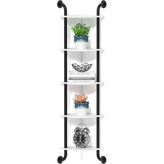 Corner Shelf 5-Tier Wall Shelves, Floating Corner Shelves, Wall Mounted Shelves for Bedroom Decor, Bathroom and Living Room Decor (White)
