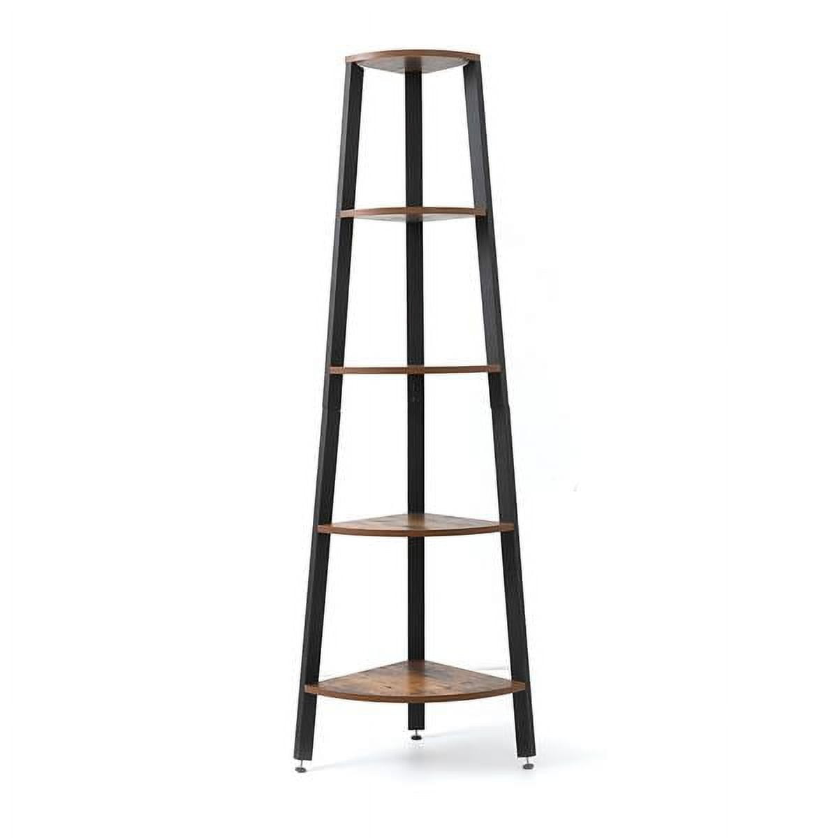 Corner Shelf 70 Inch Tall Bookcase 5 Tier Industrial Corner Bookshelf