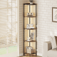 thumbnail image 1 of Corner Shelf Bookcase with LED Light, 5-Tier Corner Bookshelf Corner Shelf Stand for Bedroom,Living Room,Berry Brown, 1 of 7