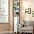 thumbnail image 1 of Corner Shelf with Cabinet, 74.8" Tall Corner Cabinet with Door, 5-Tier Narrow Bookshelf with Adjustable Shelves, Display Cabinet for Living Room, Bathroom, Dining Room, Small Space, White, 1 of 8