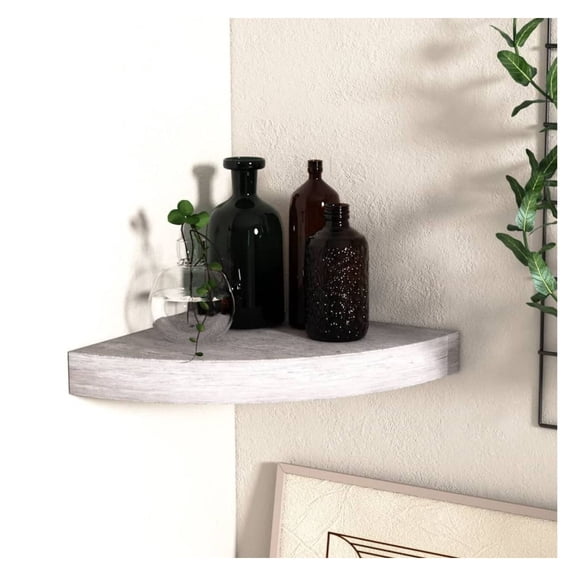 Corner Shelf Concrete Gray 13.8x13.8x1.5in - Floating Wall Shelves for Books, Decor, Collectibles - Modern MDF Display Shelf with Invisible Mounting Grey