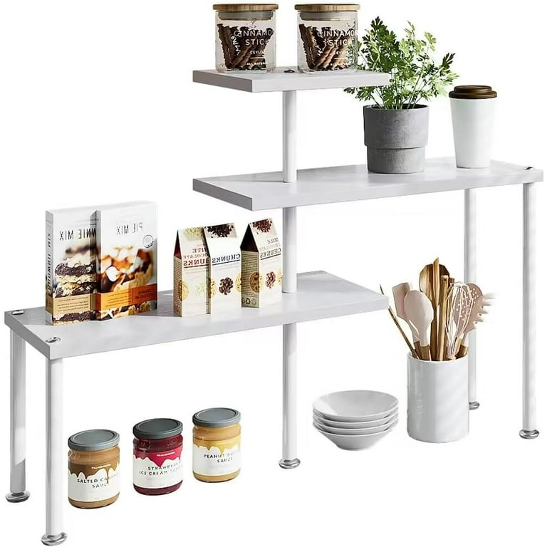 Corner Shelf Countertop Organizer 3 Tier Kitchen Corner Shelves Adjustable Spice Storage Rack For Bathroom Coffee Area Over Sink White Walmart