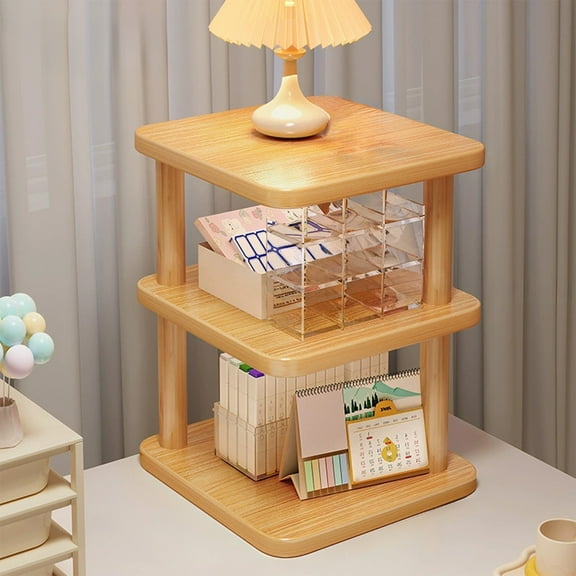 Corner Shelf | Desktop Storage Shelf with 5 Multi-Level Compartments | Double Wooden Shelf for Office & Home Organization | Black or White