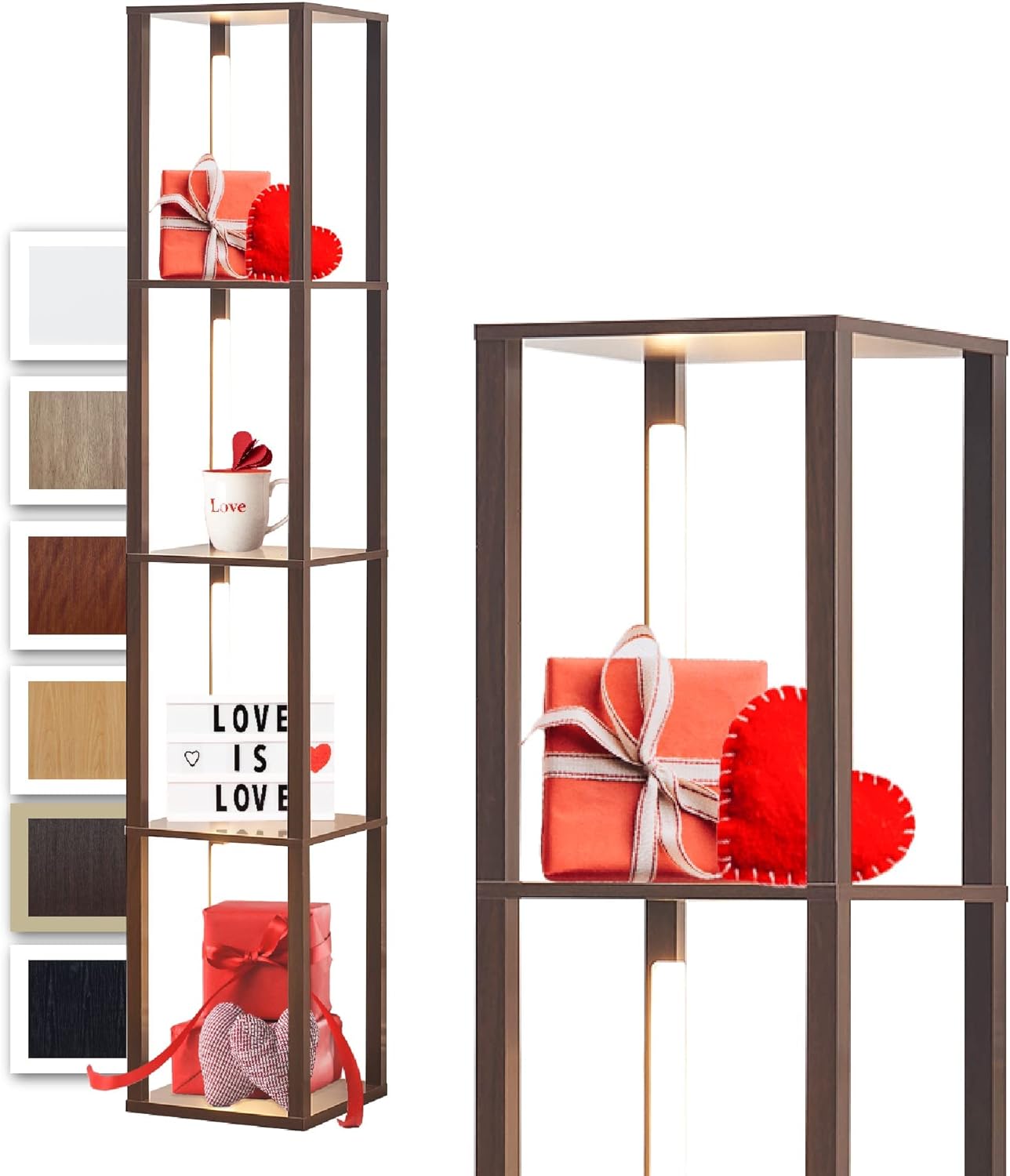 Corner Shelf with Light, Stand Floor Lamps with Storage Shelves for