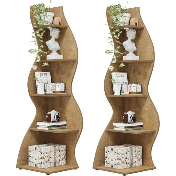 Corner Shelf, Modern Wall Corner Bookshelf, Stylish Corner Small Bookcase Storage Rack Plant Stand with Unique Shape for Living Room, Home Office (, PC)