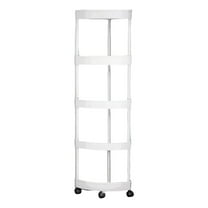 Corner Shelf Organizer, Rolling Cart Storage, Multi-Functional Bathroom and Kitchen Storage, Five Tier Waterproof Plastic with Wheels