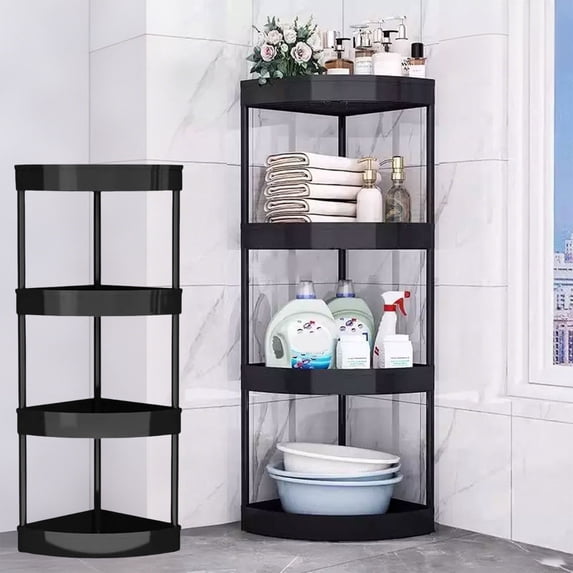 Corner Shelf Organizer , Rotating Bathroom Counter Storage Tray , Multi-Purpose Vanity Countertop Shelf for Cosmetics Skincare Perfume , Space Saving Corner Display Stand for Kitchen Living Room