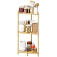 thumbnail image 1 of Corner Shelf Stand - 3 Tier Bamboo Small Corner Bookshelf for Office Kitchen Bedroom Plant Stand Living Room Decor Small Space (Natural，3 Tier), 1 of 7