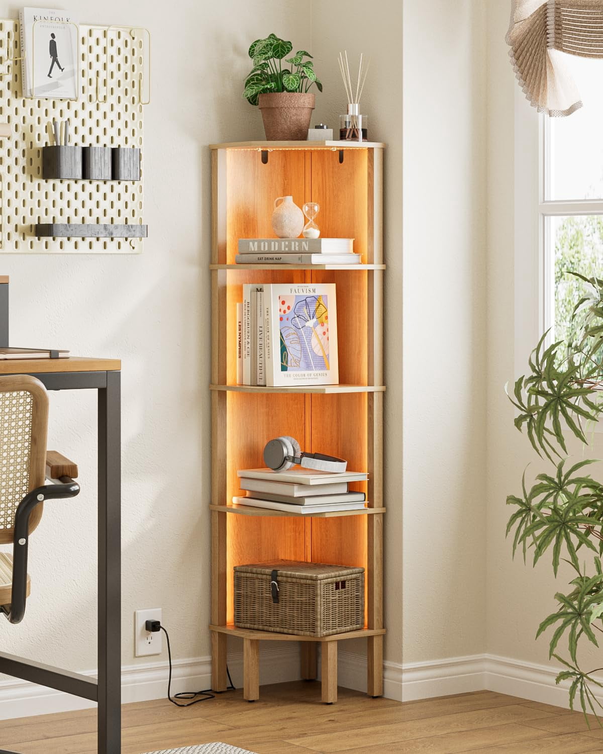 Corner Shelf Stand, 5 Tier Corner Bookshelf,Corner Furniture for ... - Small Space Wood Furniture