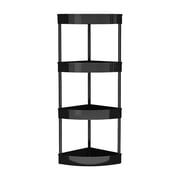 Corner Shelf Stand, Corner Bookshelf Storage Stand, Tall Display Shelf for Bathroom, Living Room Decor, 4 Tier Black