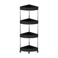 thumbnail image 1 of Corner Shelf Stand with Rolling Wheels,4 Tier Corner Bookshelf with Guardrail,Tall Corner Bathroom Shelves Corner Shelving Unit for Bedroom,Bathroom,Small Space, 1 of 6