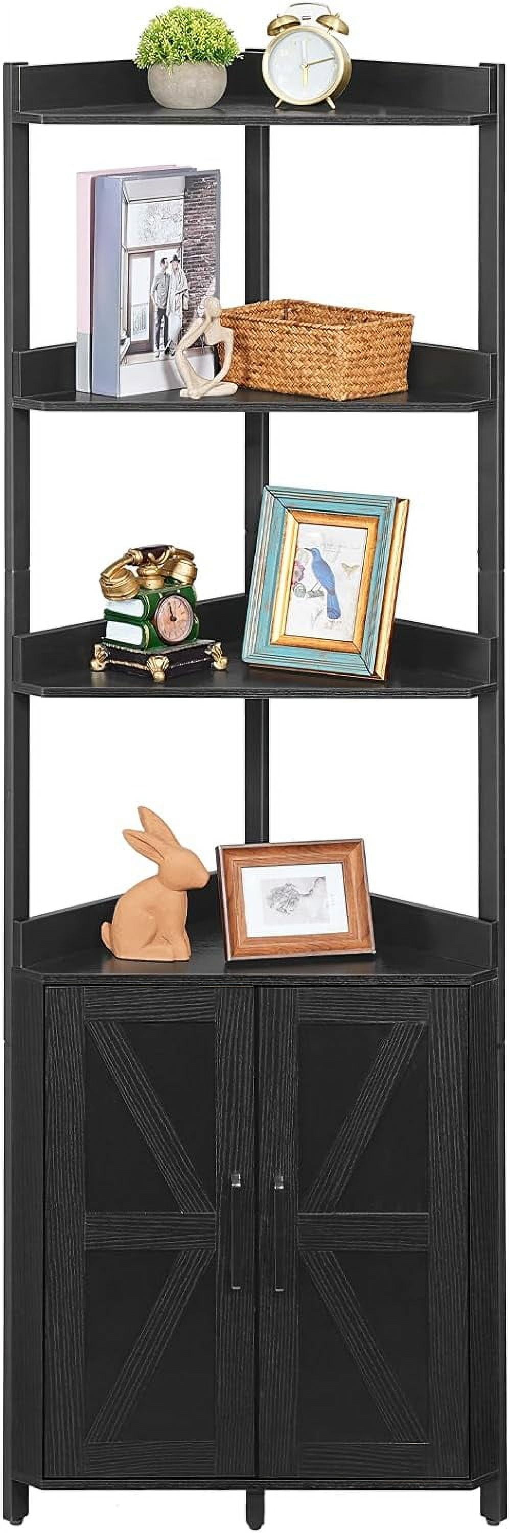 Corner Shelf with Storage, Tall Corner Storage 5Tier Corner