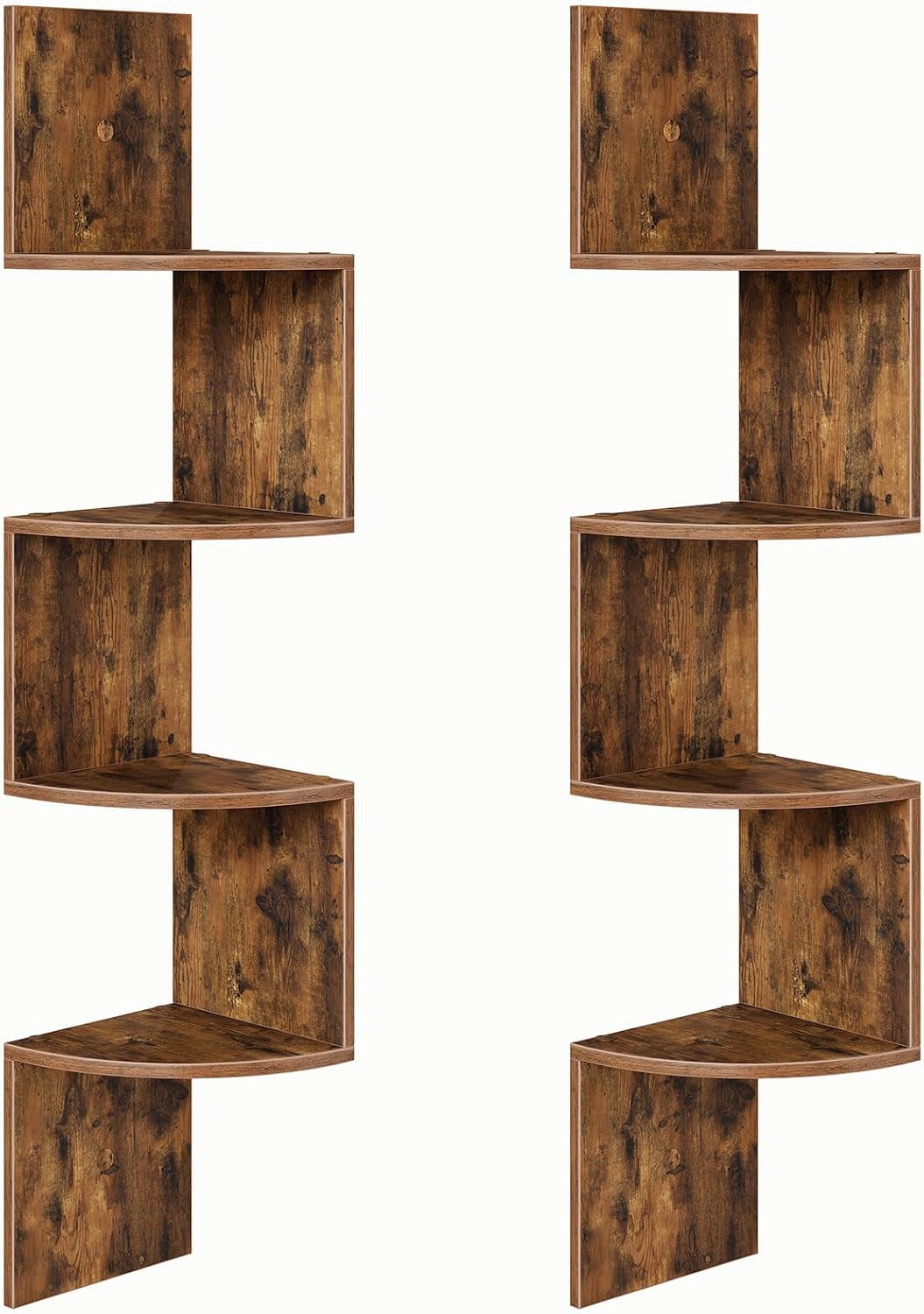 Corner Shelf Wall-Mounted, Set of 2 Floating Corner Shelves, 4-Tier ...