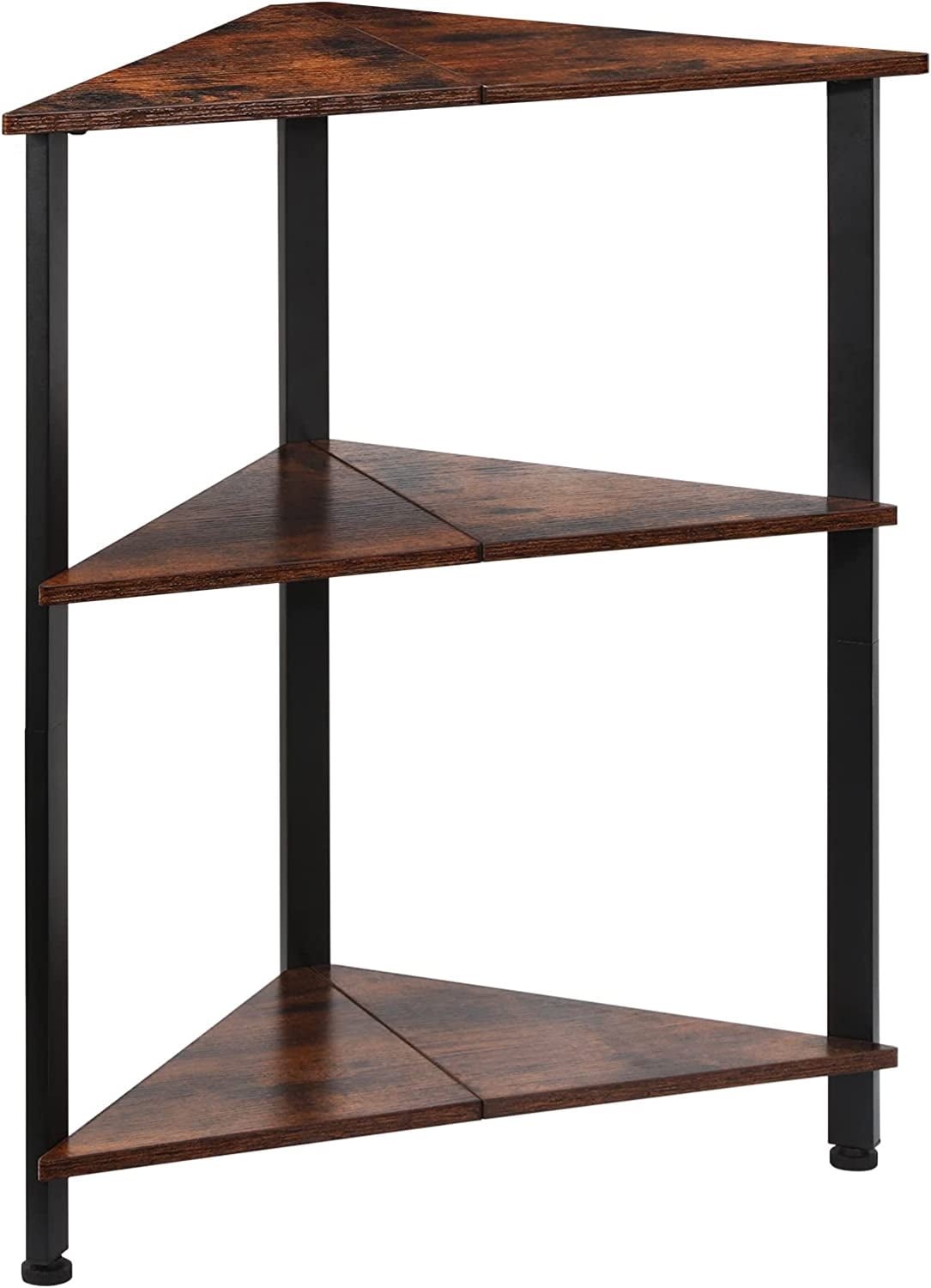 Corner Shelf Wood End Table Storage Stand with Metal Frame