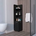thumbnail image 1 of Corner Shelf with Cabinet, Freestanding Corner Storage Cabinet with 3 Shelves and 2 Doors for Bathroom, Kitchen, Living Room, Black, 1 of 6