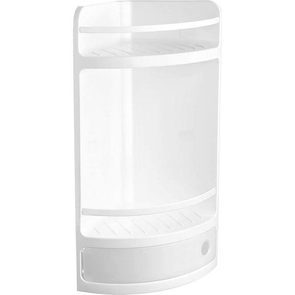 Corner Shelf with Drawer, Polypropylene, White, One Size