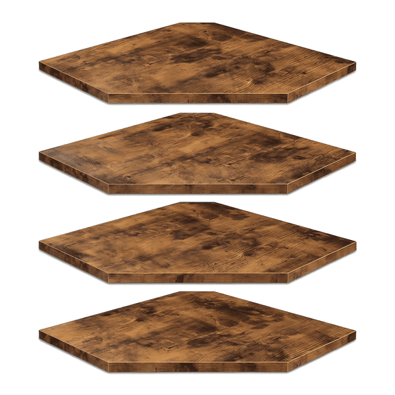 Corner Shelves Wall Mount, Set of 4 Floating Corner Shelves, Wood Corner Hanging Shelves for Bathroom Bedroom Kitchen, Brown