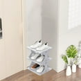 thumbnail image 1 of Corner Shoe Rack, Small Size Shoe Cabinet, Quick Assembly Storage Rack for Entryway Garage Bedroom Bathroom, 3 Tier Shoe Organizer, Gray, 1 of 6