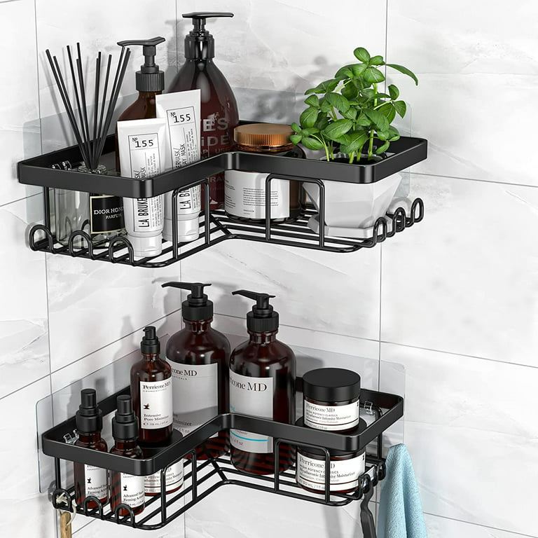 2-Pack Adhesive Shower Caddy, Shower Shelves with Hooks – Mens