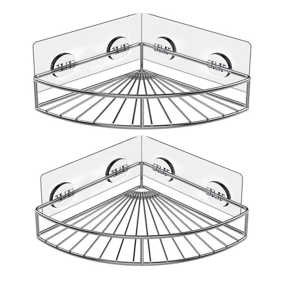 Corner Shower Caddy 2 Pack, Stainless Steel Wall Mount Bathroom Shelf with Strong Adhesive, Rustproof Triangle Organizer for Shampoo Soap