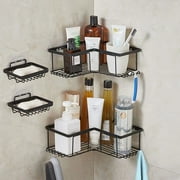 Corner Shower Caddy,4-Pack Adhesive Shower Organizer,Shower Shelves for Inside Shower Adhesive Rust Proof Shower shelves,Shower Storage Basket Rack Shampoo Holder Organizer Shower Accessories
