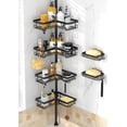thumbnail image 1 of Corner Shower Caddy - 4-Tier Shower Caddy Tension Pole with 2 Removable Soap holders Bathroom Shampoo Holder for Bathtub & Corner, Black, Floor to Ceiling 25-114.2 inch, 1 of 7