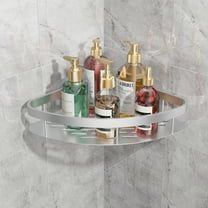 Corner Shower Caddy Adhesive Shower Shelf Corner No Drilling Bathroom Shower Organizer Storage Rack (1-Pack, Silver)