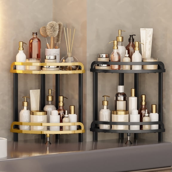 Corner Shower Caddy Organizer 3 Tier | Rustproof Iron Bathroom Storage Shelf with Soap Holder & 4 Hooks | Standing Space-Saving Shower Rack | Fast Drainage | Black | 13.7x13x9.05in