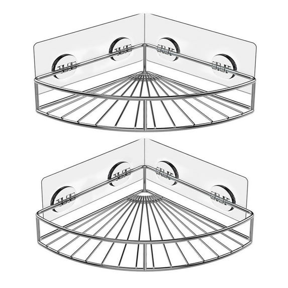 Corner Shower Caddy Stainless Steel | Wall Mounted Bathroom Shelf Organizer | 2-Pack | Rustproof Storage Rack for Shampoo, Body Wash, Soap | No-Drill Adhesive Install | Ventilated | 2 Sizes |
