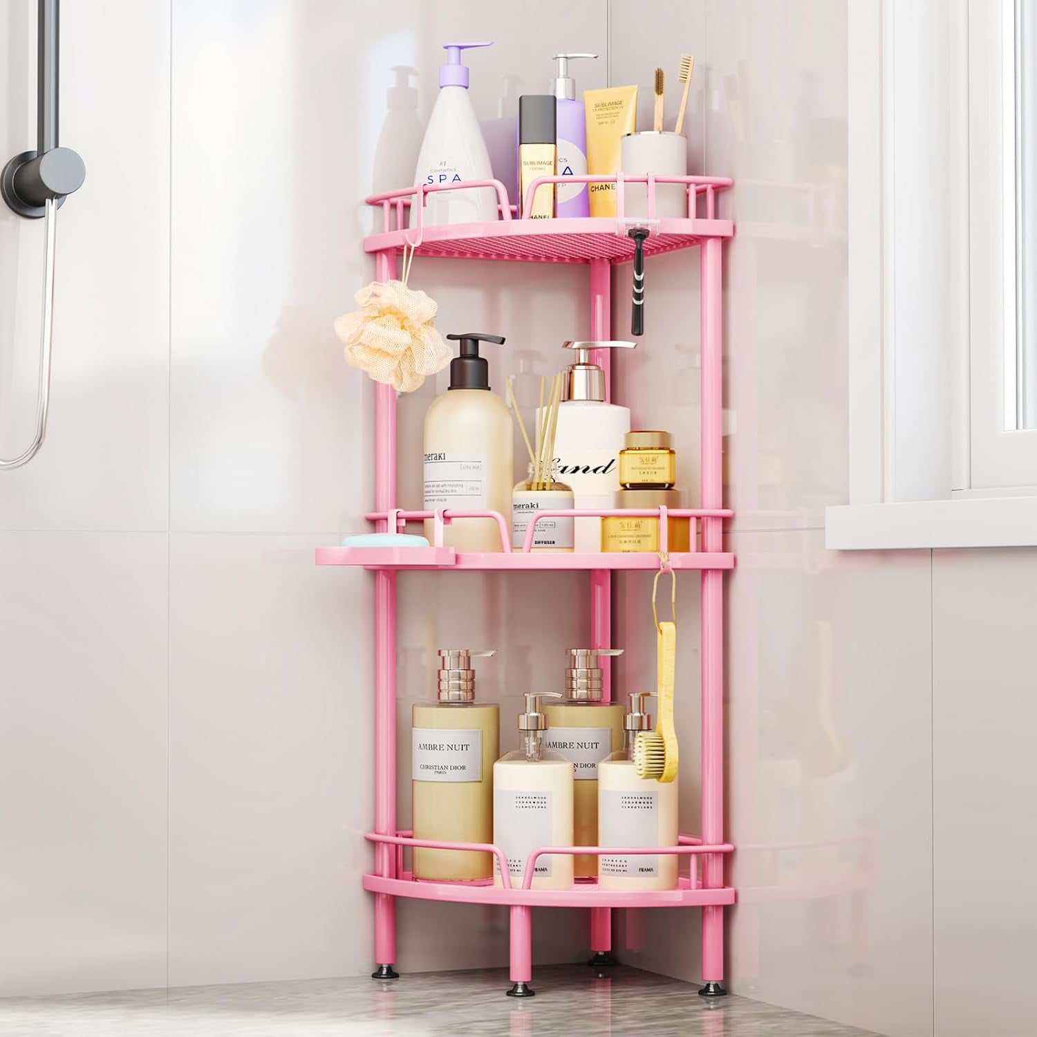 Corner Shower Caddy Stand - 3 Tier Shower Organizer with Soap Holder ...