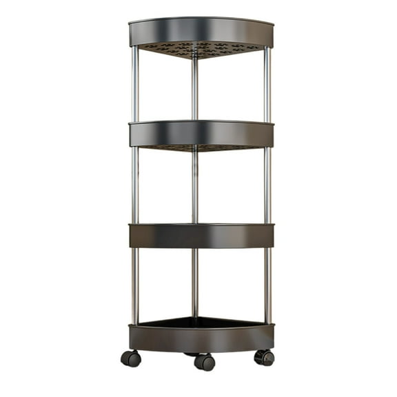 Corner Shower Caddy Stand, Shower Caddy Corner-Dual Stability To Anti-Shaking-with Detachable Rolling Wheels and Drainage Holes　(4-Tier)