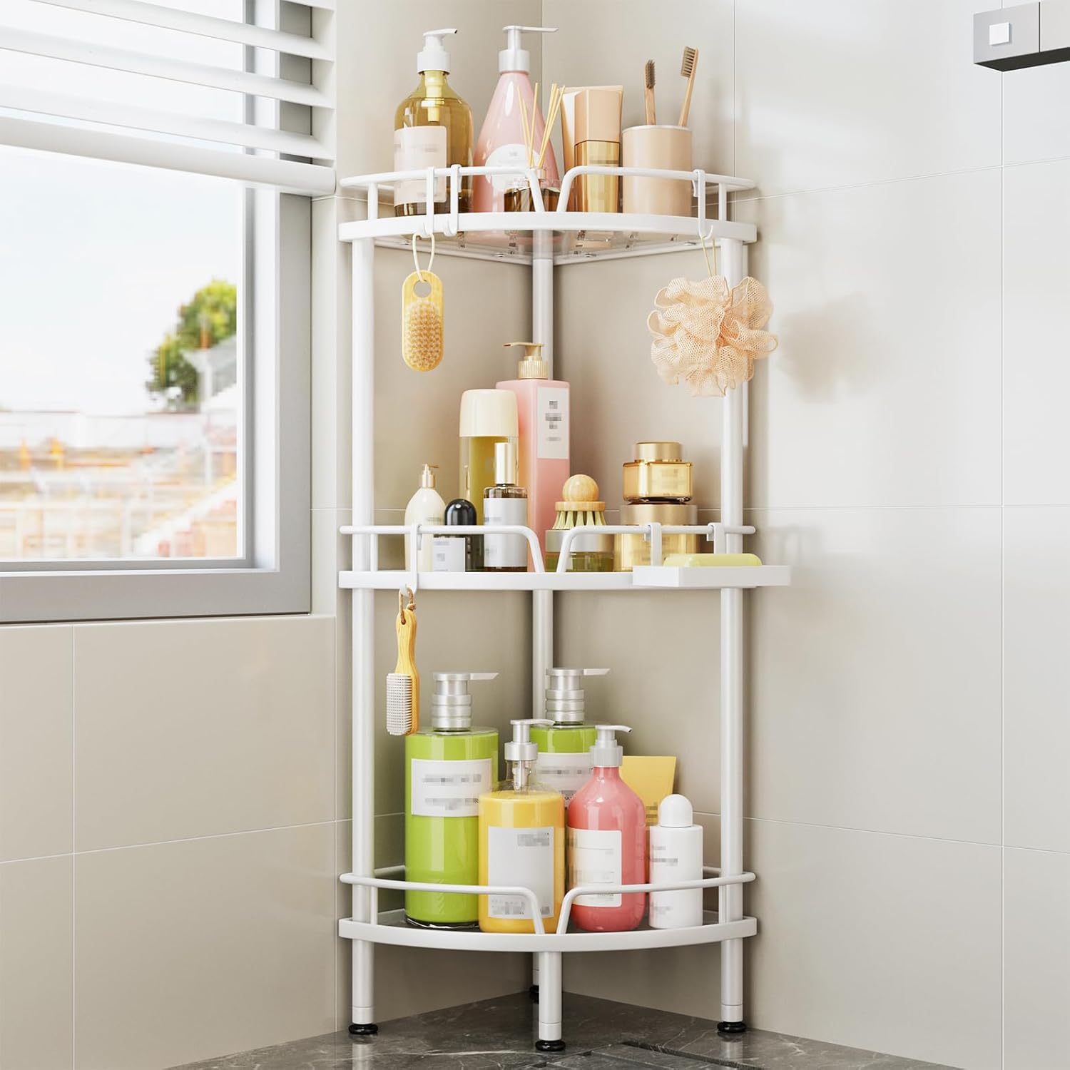 Corner Shower Caddy Standing - 3 Tier Acrylic Shower Organizer with ...