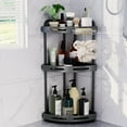 thumbnail image 1 of Corner Shower Caddy Standing - 3 Tier Acrylic Shower Organizer with Soap Holder, Aluminium Corner Shelf Standing for Bathroom, 1 of 8