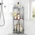 Corner Shower Caddy Standing, 3 Tier Metal Shower Organizer, Silver ...